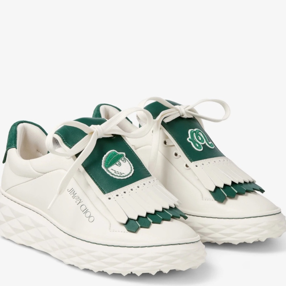 Jimmy Choo Malbone Golf Sneakers in White and Green